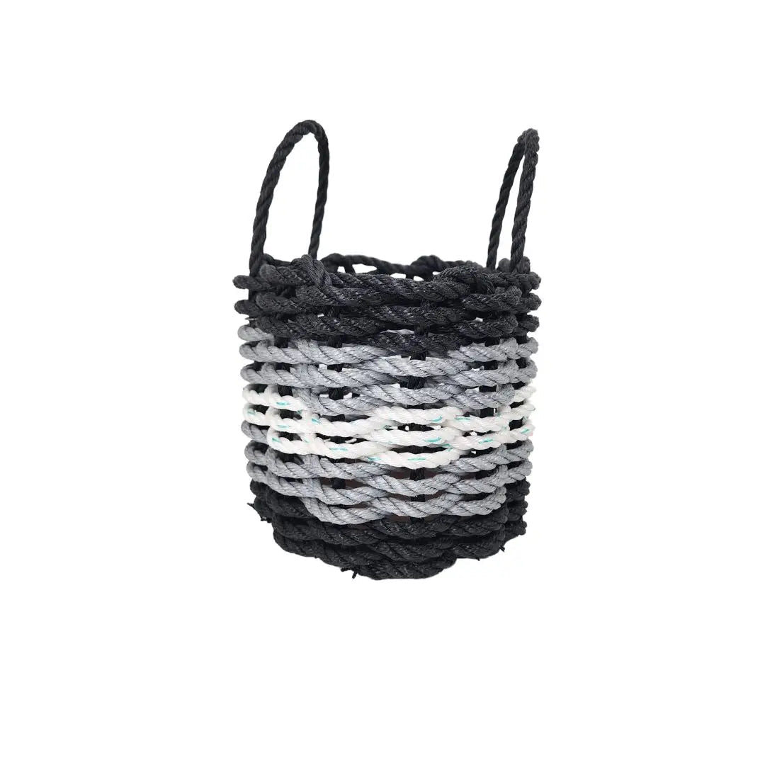 Black, Gray & White Five Stripe Rope Basket