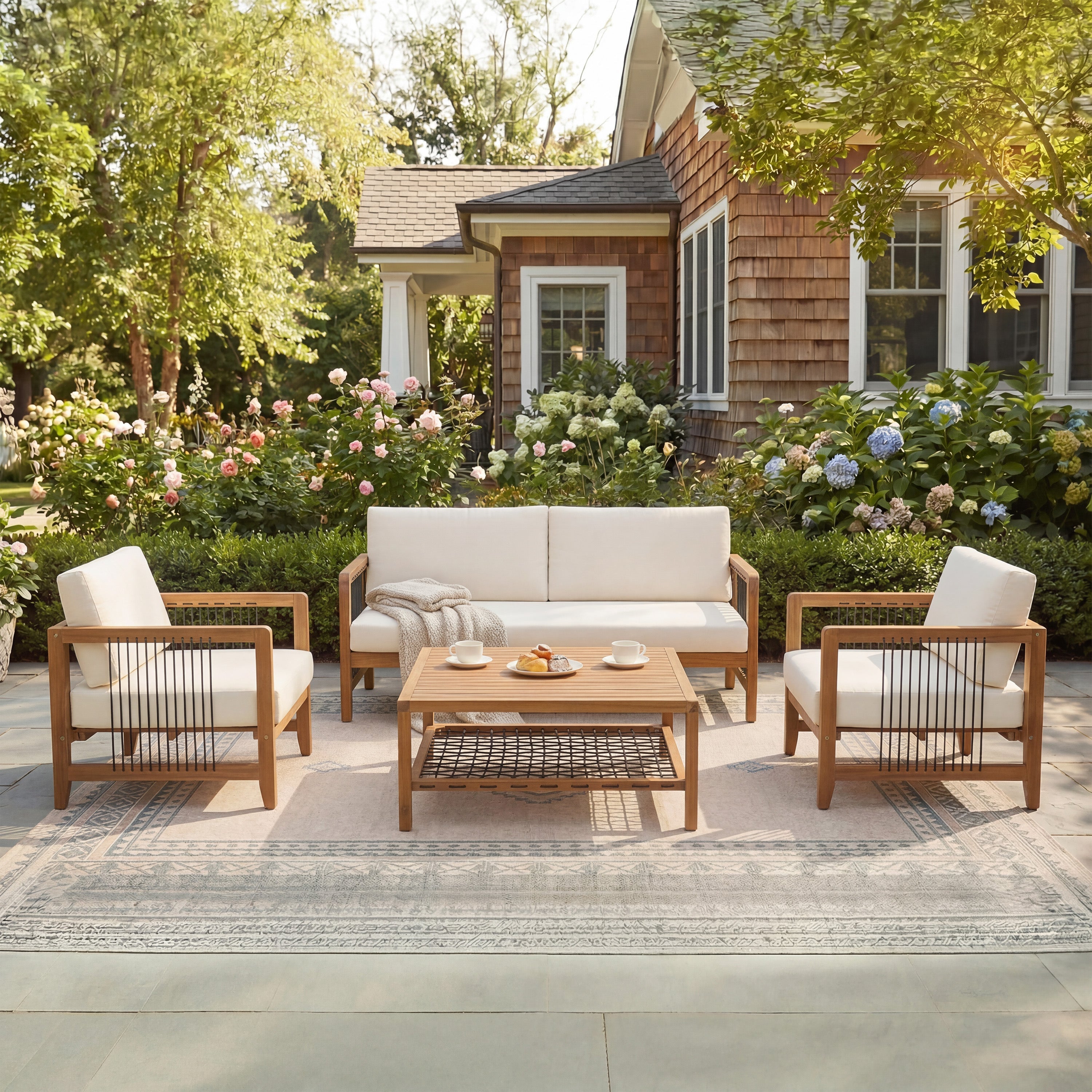 4-Piece Acacia Wood Patio Conversation Set