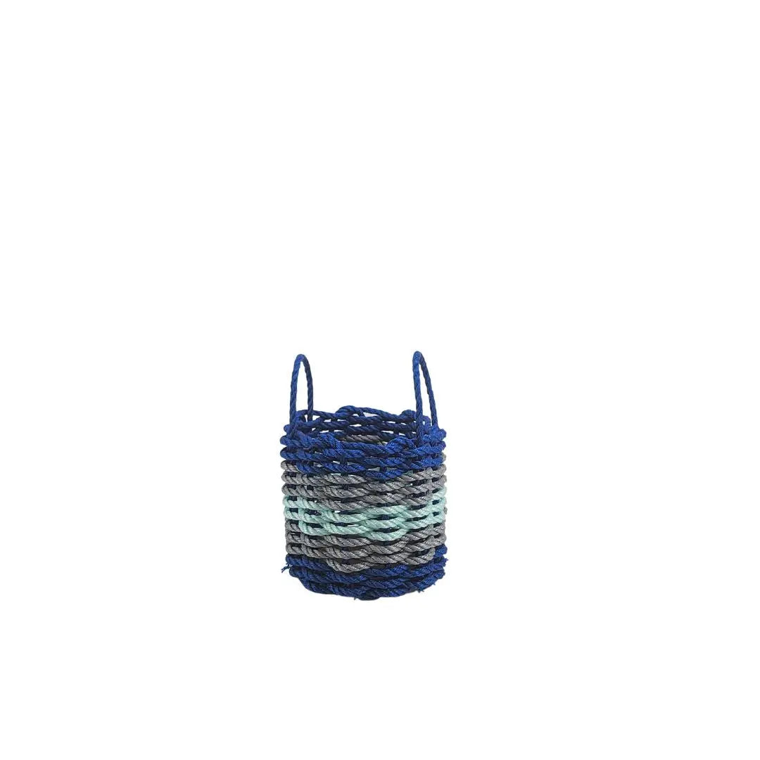 Blue, Gray & Seafoam Five Stripe Rope Basket
