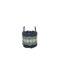 Navy Blue, Tan & Seafoam Five Stripe Rope Basket