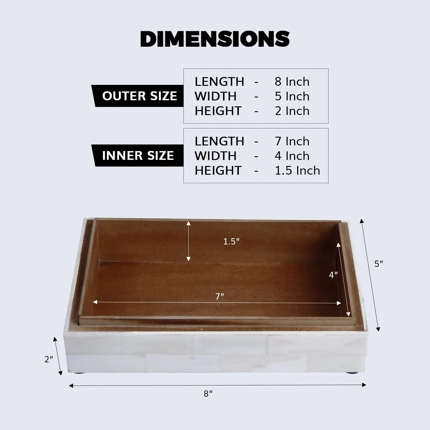 Decorative Box White Bone Inlay Collection White 8 Sizes