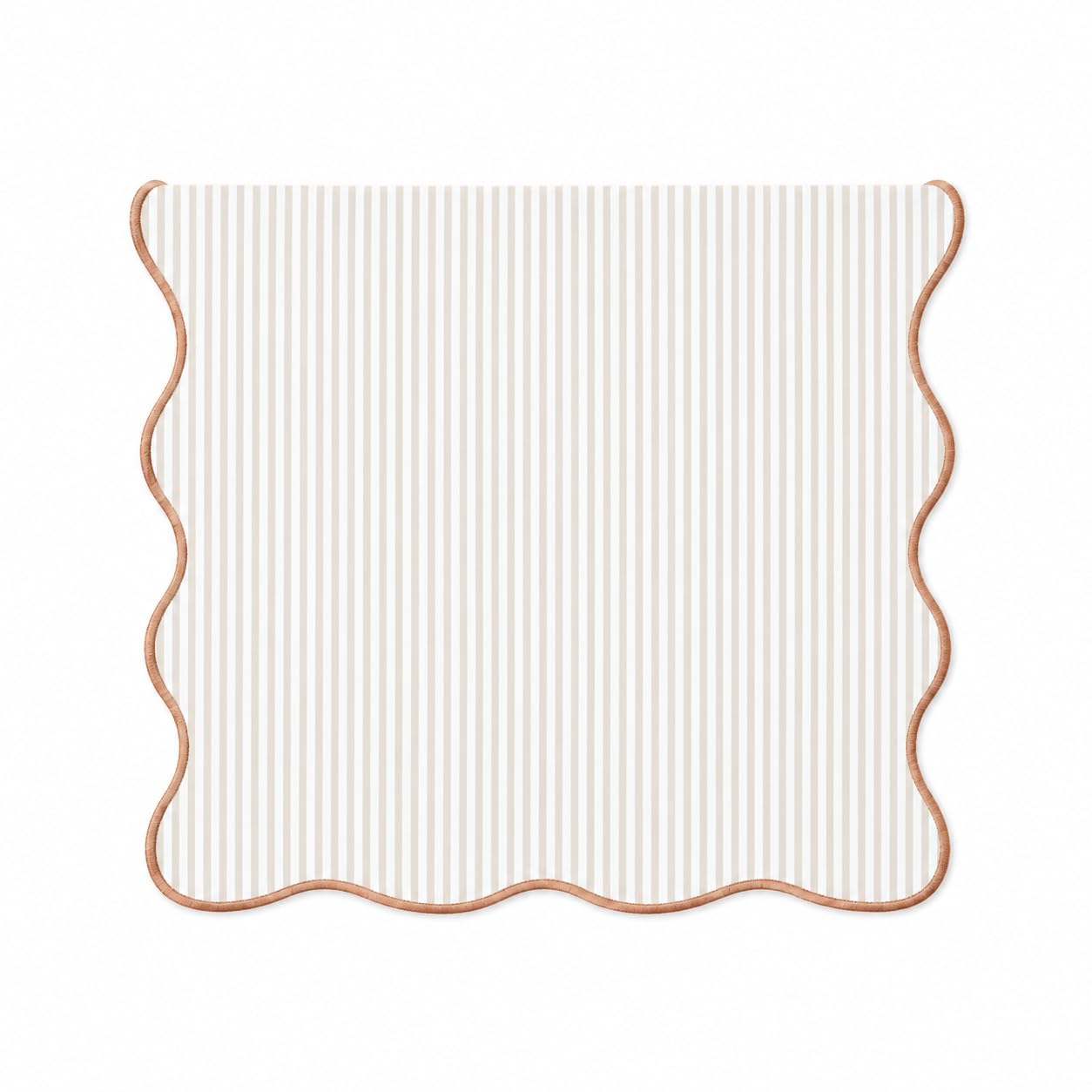 Natural Scalloped Stripe Table Runner — 16" × 72"