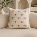 Ivory Embroidered Bee Throw Pillow — 18" × 18"
