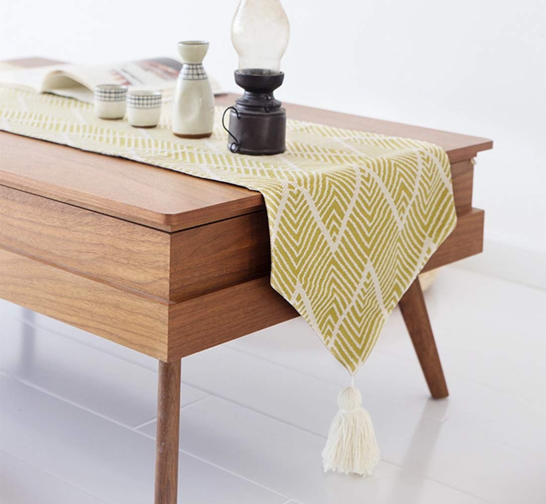 Chevron Tassel Cotton Blend Table Runner — 14" × 71" – alternate product view