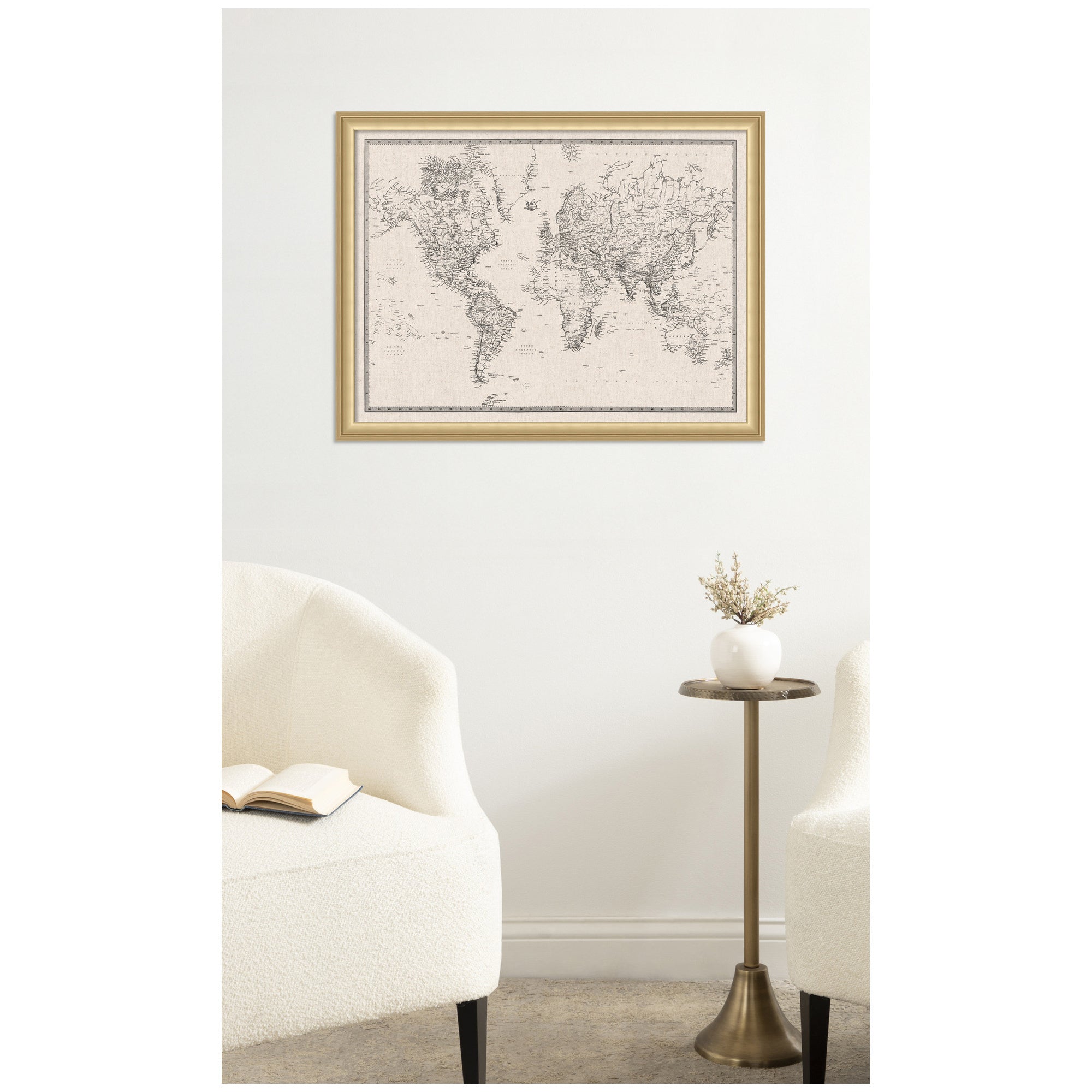 Vintage World Map Fabric Pinboard