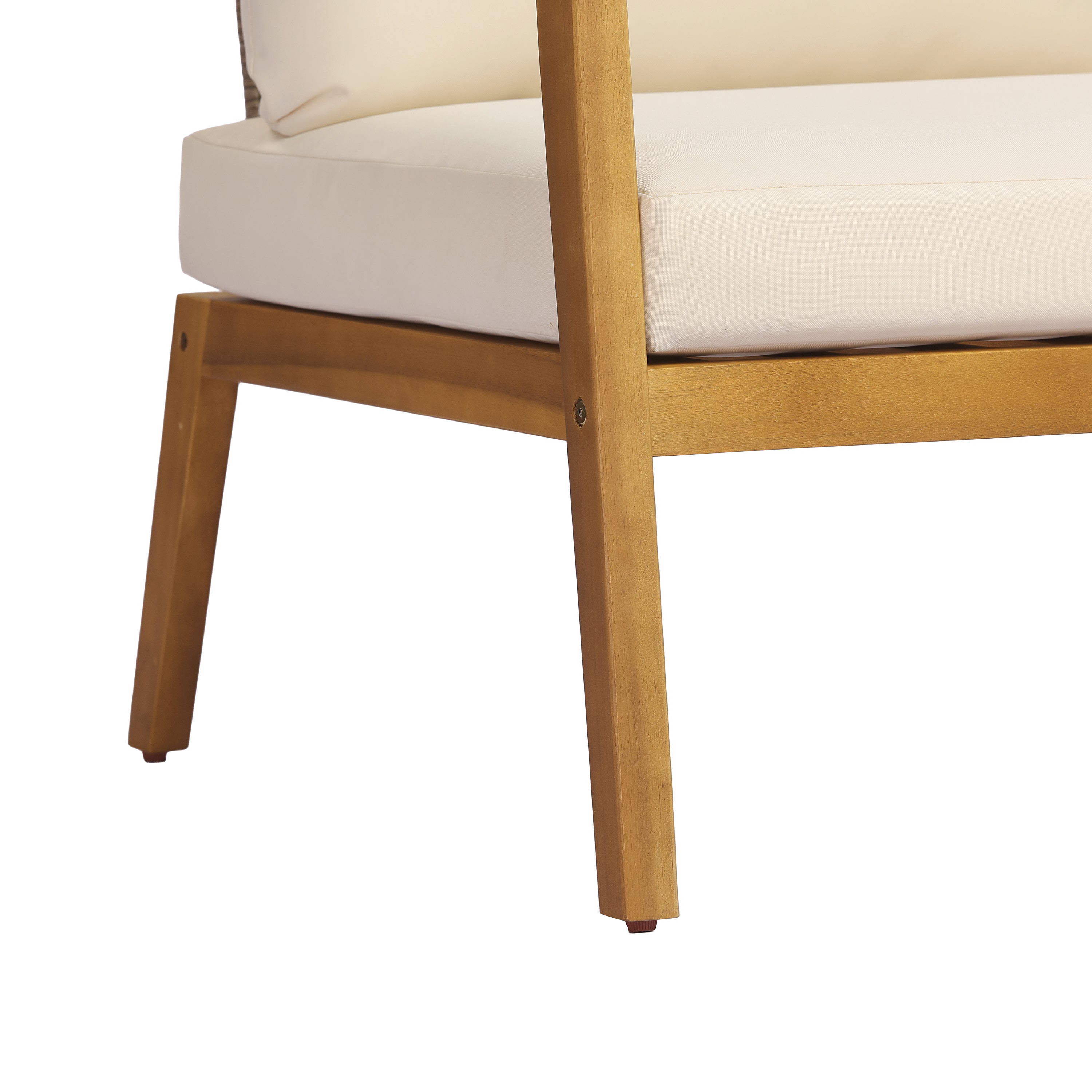 Acacia Wood Outdoor Patio Club Chair with PE Wicker Backrest & Cushions (Set of 2)