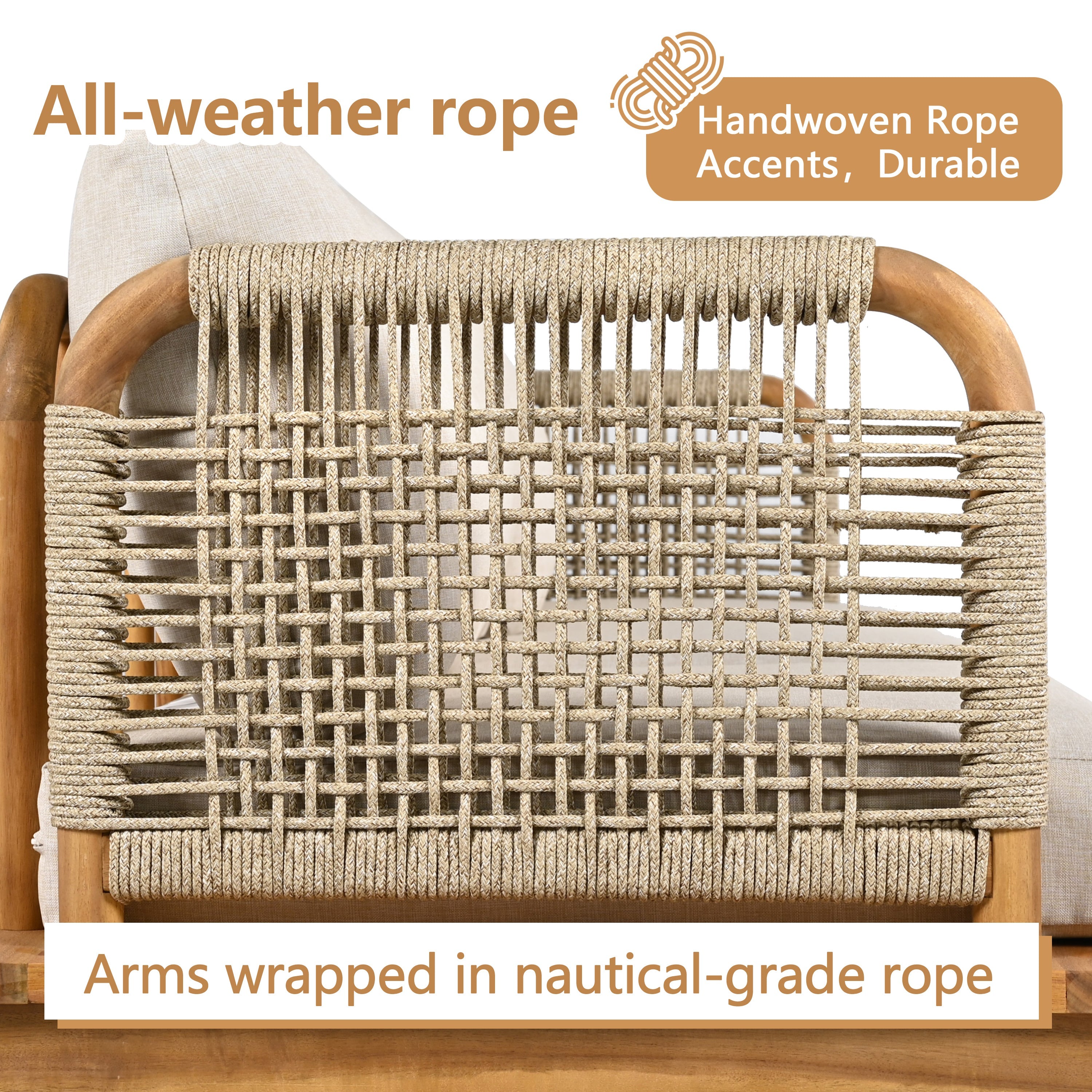 5-Piece Acacia Wood & Rope Patio Set