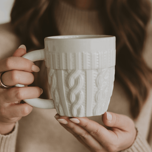 Cream Sweater textured coffee mug