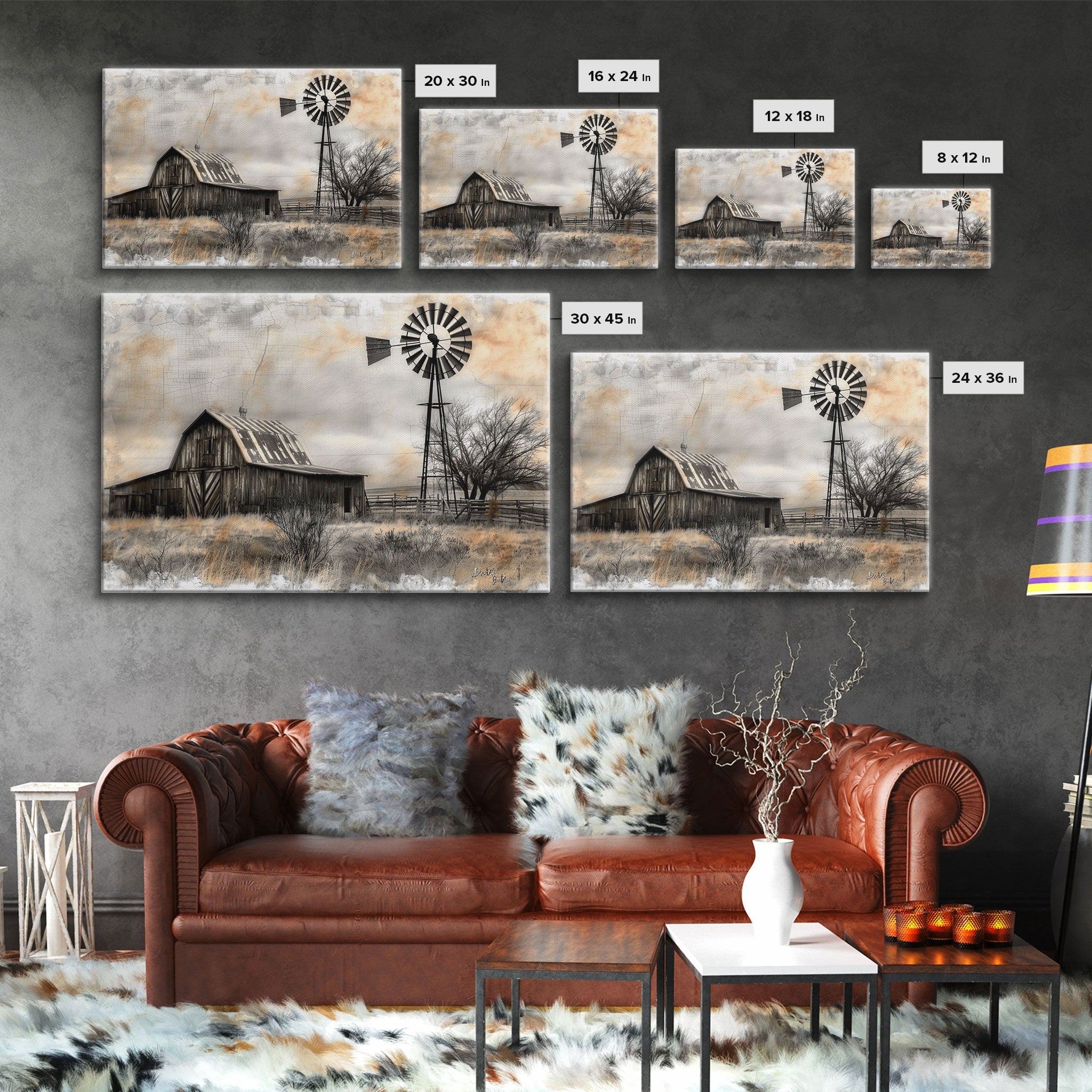 Rustic Farmhouse Barn Canvas Wall Art