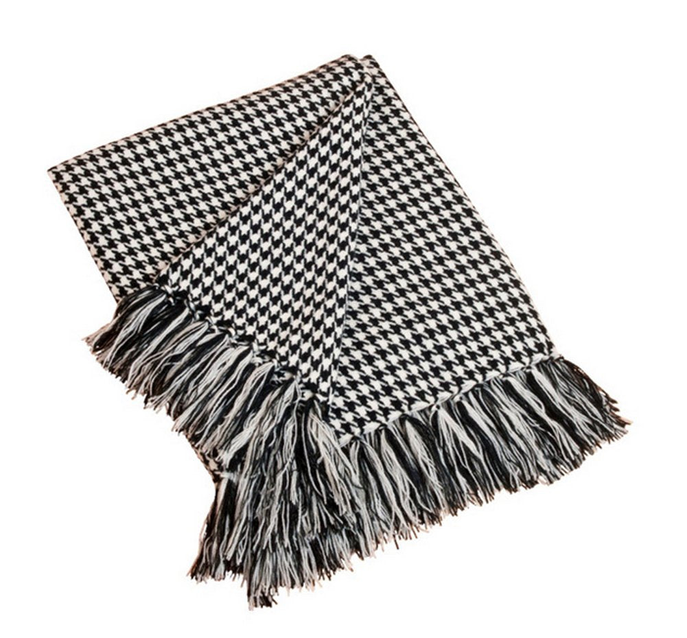 Houndstooth Fringe Throw Blanket — 50" × 60"