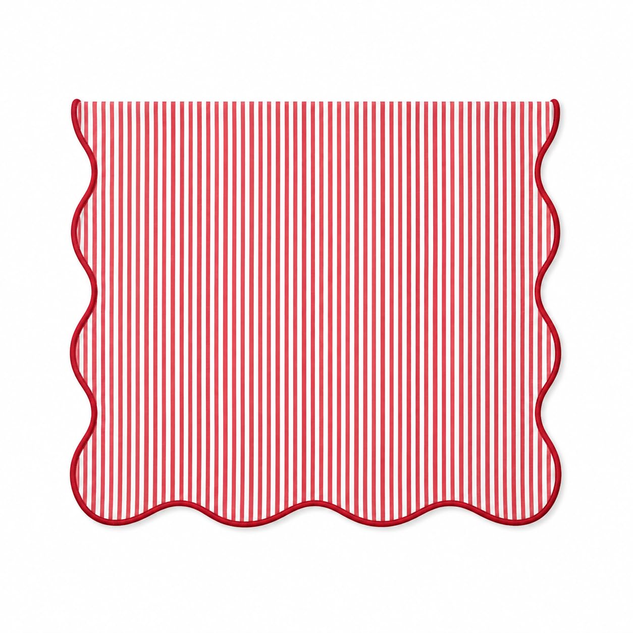 Natural Scalloped Stripe Table Runner — 16" × 72"