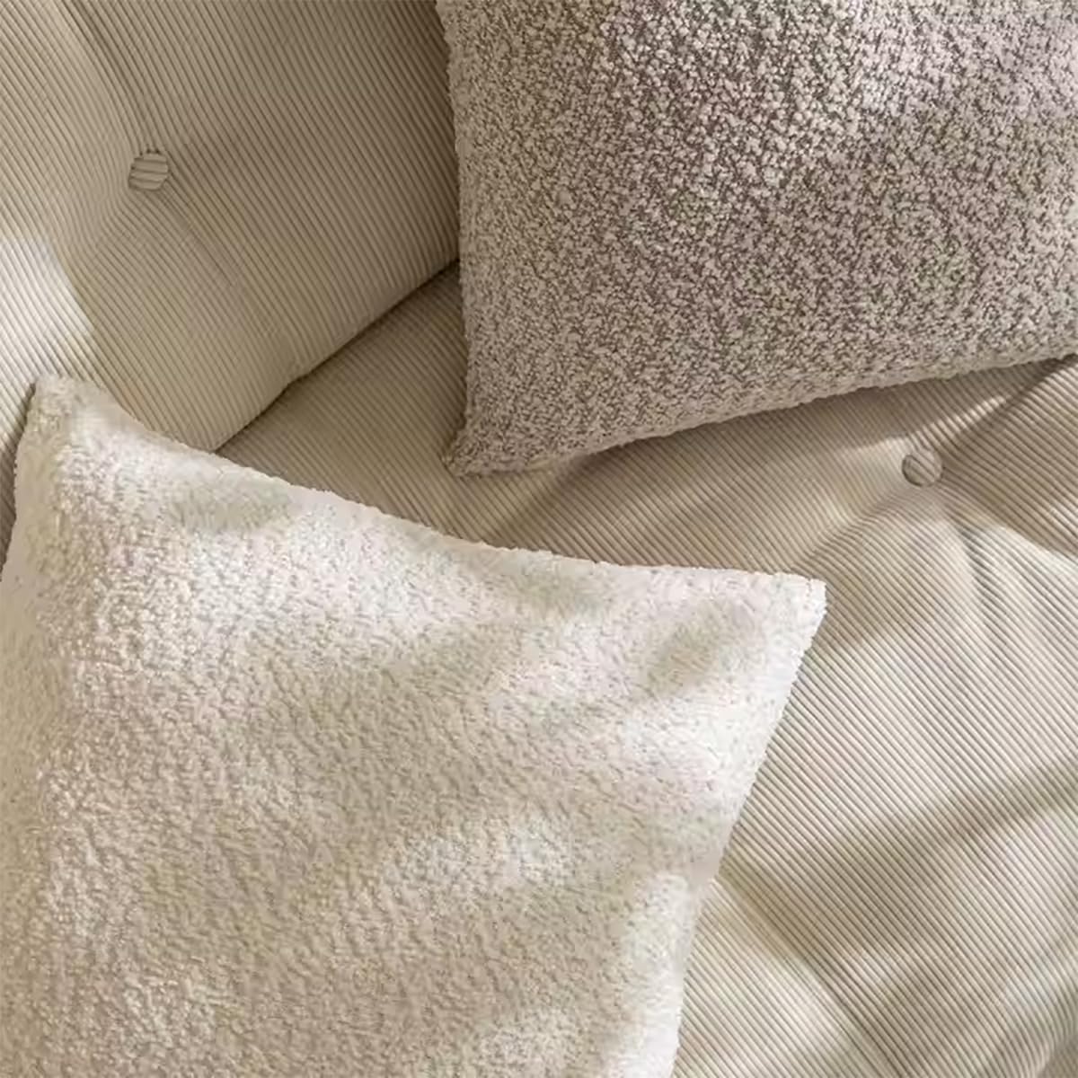 Brown Chenille Bouclé-Style Throw Pillow — 12" × 20"