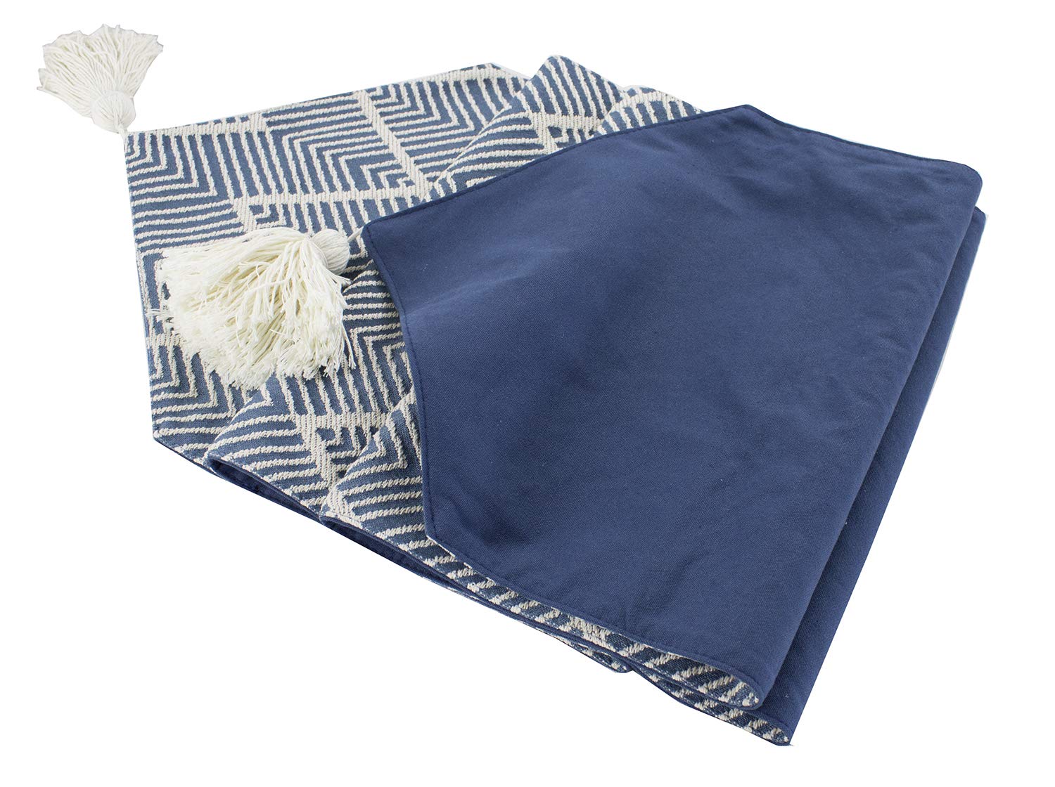 Chevron Tassel Cotton Blend Table Runner — 14" × 71" – alternate product view