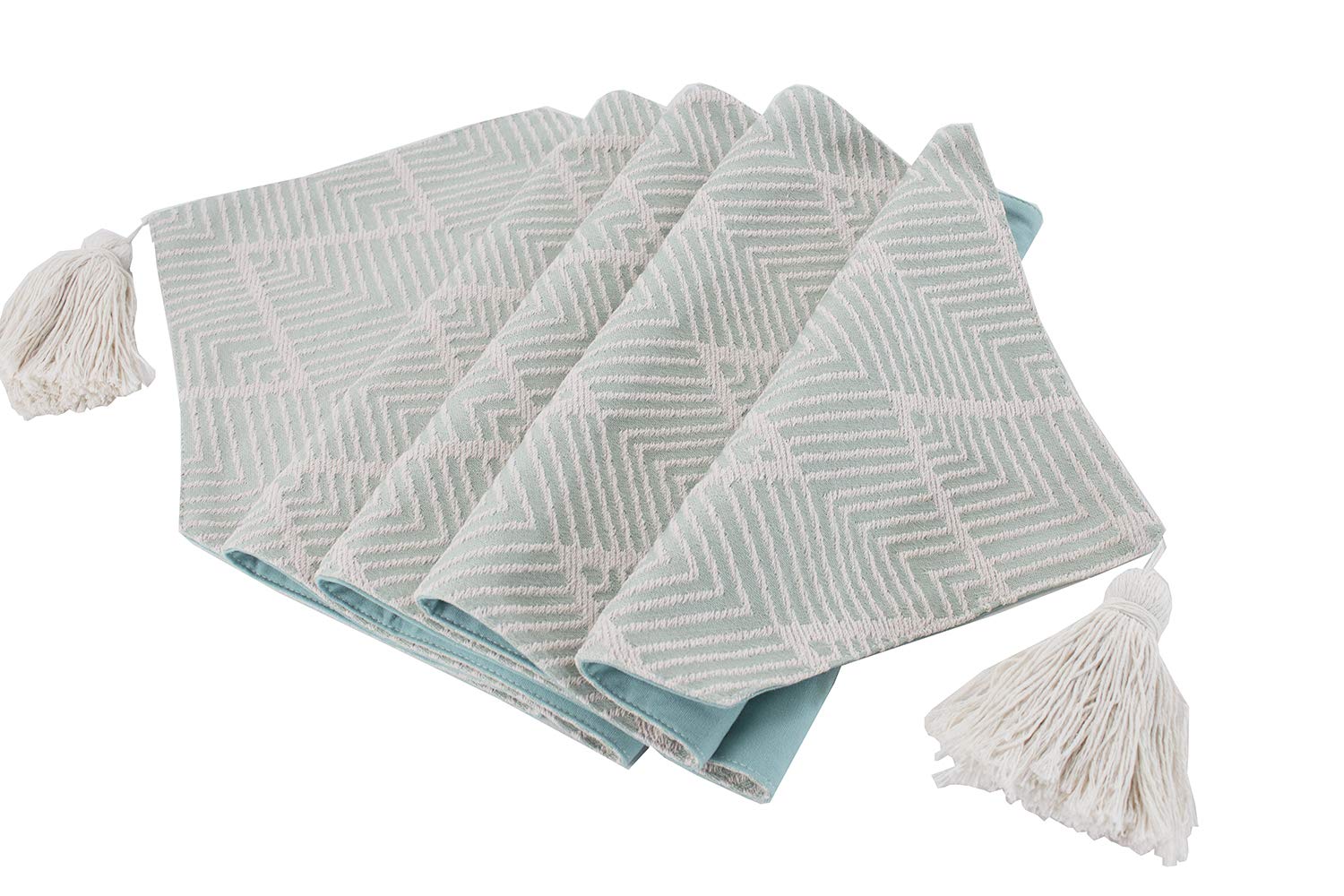 Chevron Tassel Cotton Blend Table Runner — 14" × 71" – alternate product view
