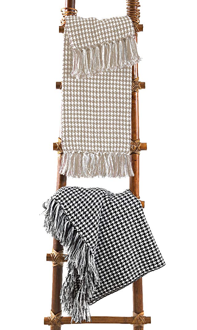 Houndstooth Fringe Throw Blanket — 50" × 60"