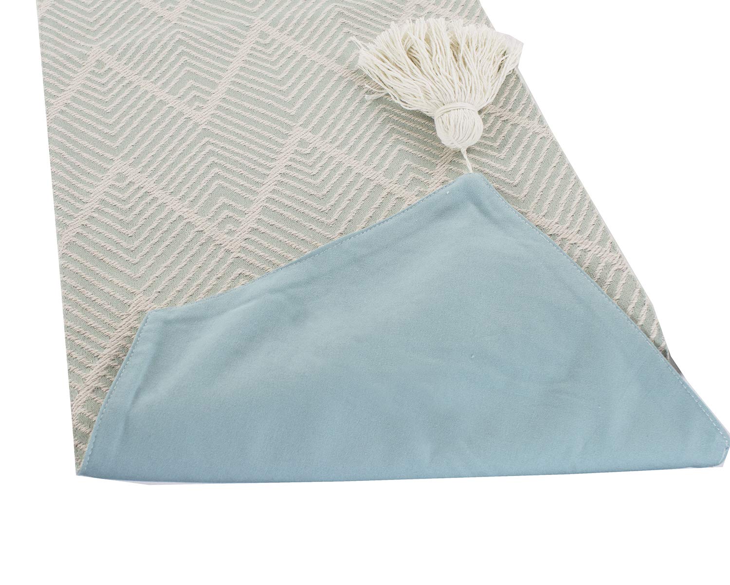 Chevron Tassel Cotton Blend Table Runner — 14" × 71" – alternate product view