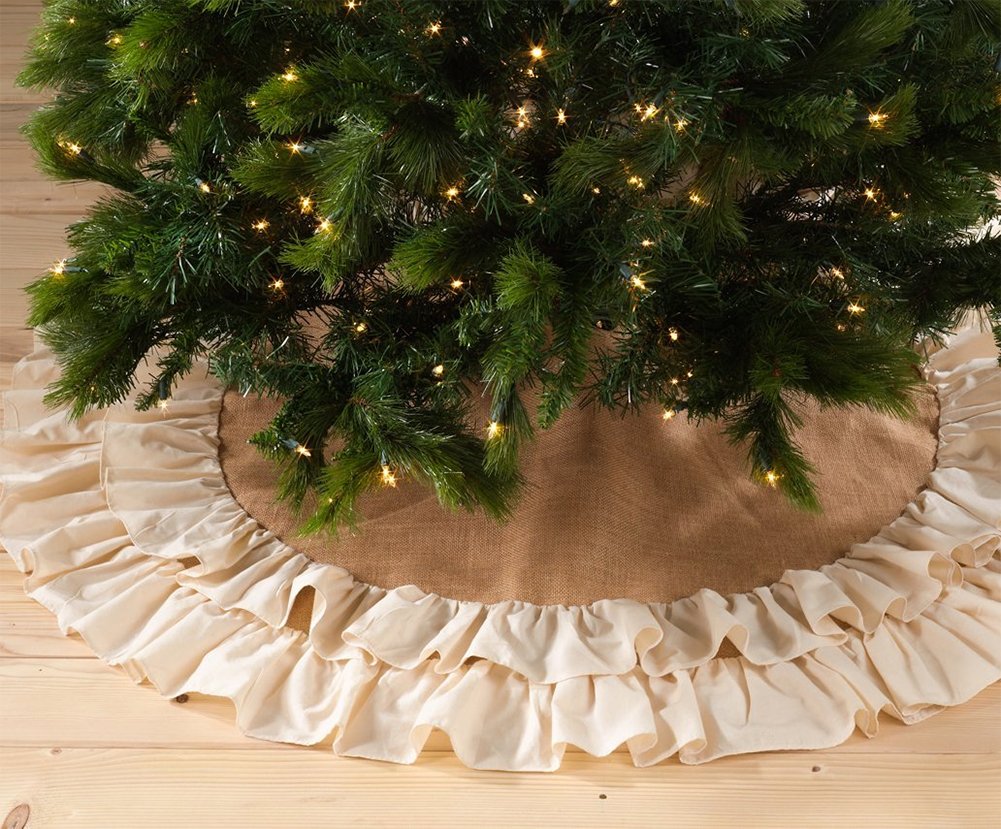 Sidonia Cotton & Jute Ruffled Christmas Tree Skirt