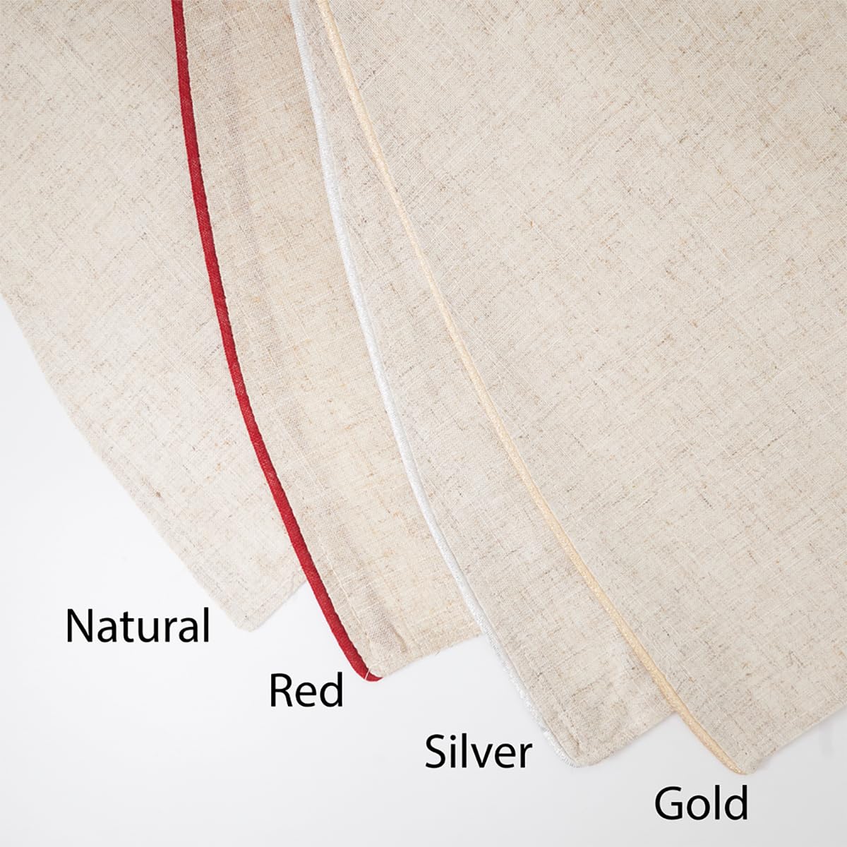 Red Piping Linen-Blend Christmas Tree Skirt — 56"