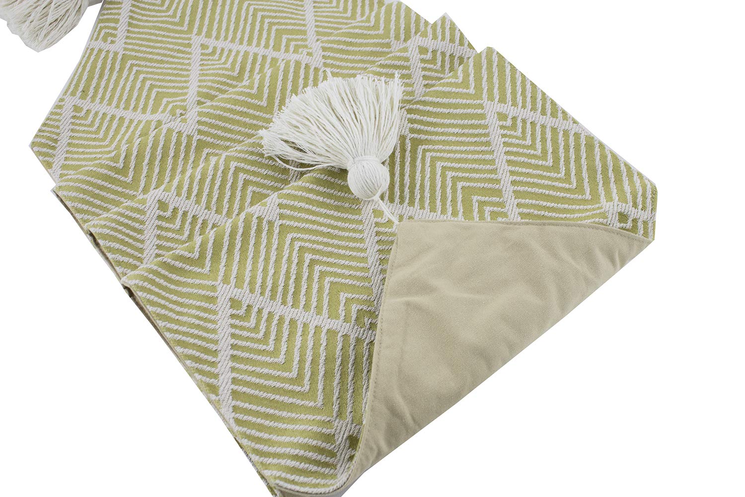 Chevron Tassel Cotton Blend Table Runner — 14" × 71" – alternate product view