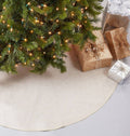 Red Piping Linen-Blend Christmas Tree Skirt — 56"