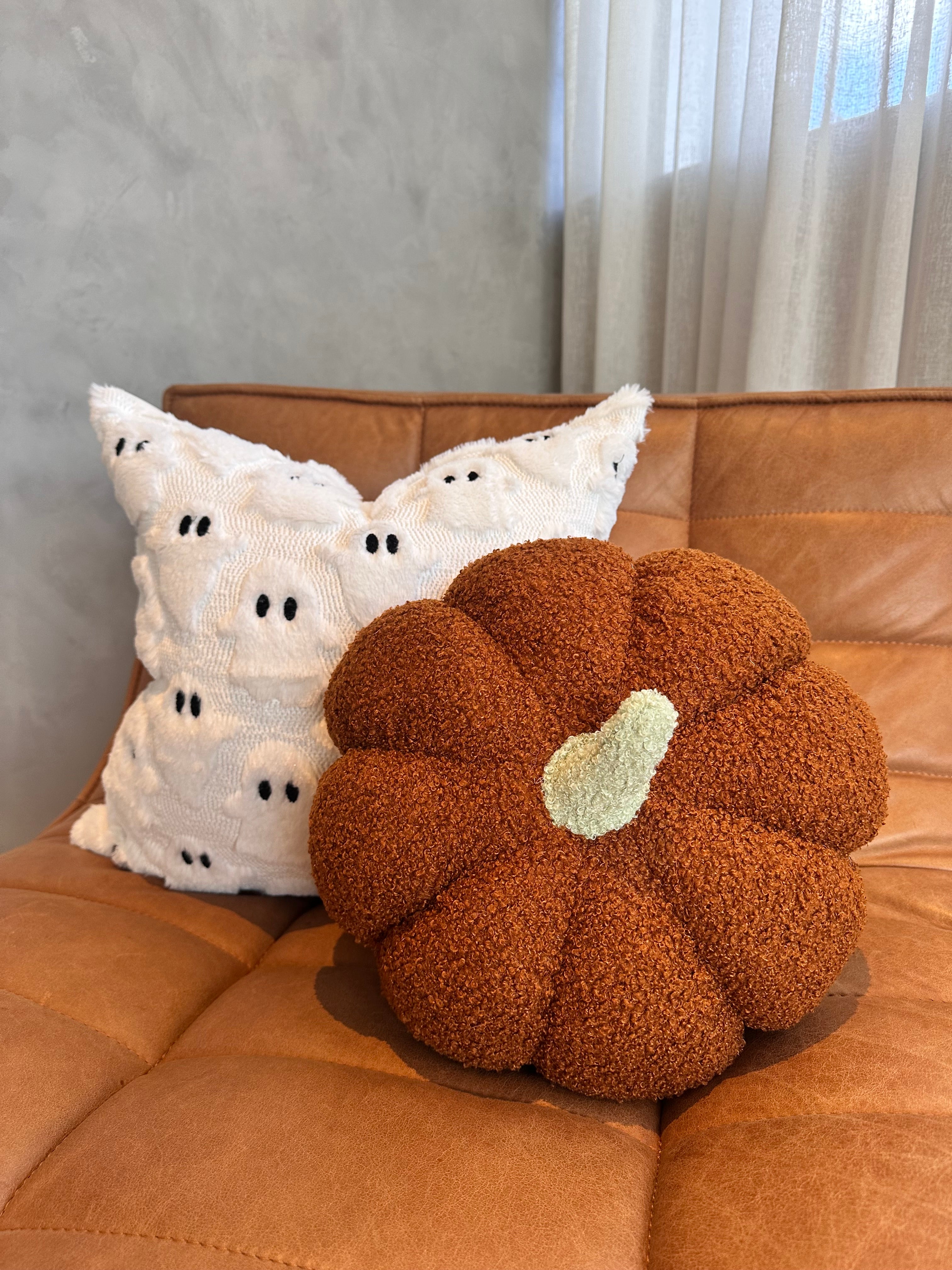 11" Jumbo Sherpa Orange Pumpkin Pillow – alternate product view