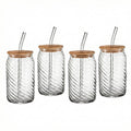 Belmar 18 oz Glass Sippers with Bamboo Lids — Set of 4
