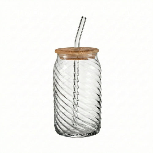 Belmar 18 oz Glass Sippers with Bamboo Lids — Set of 4
