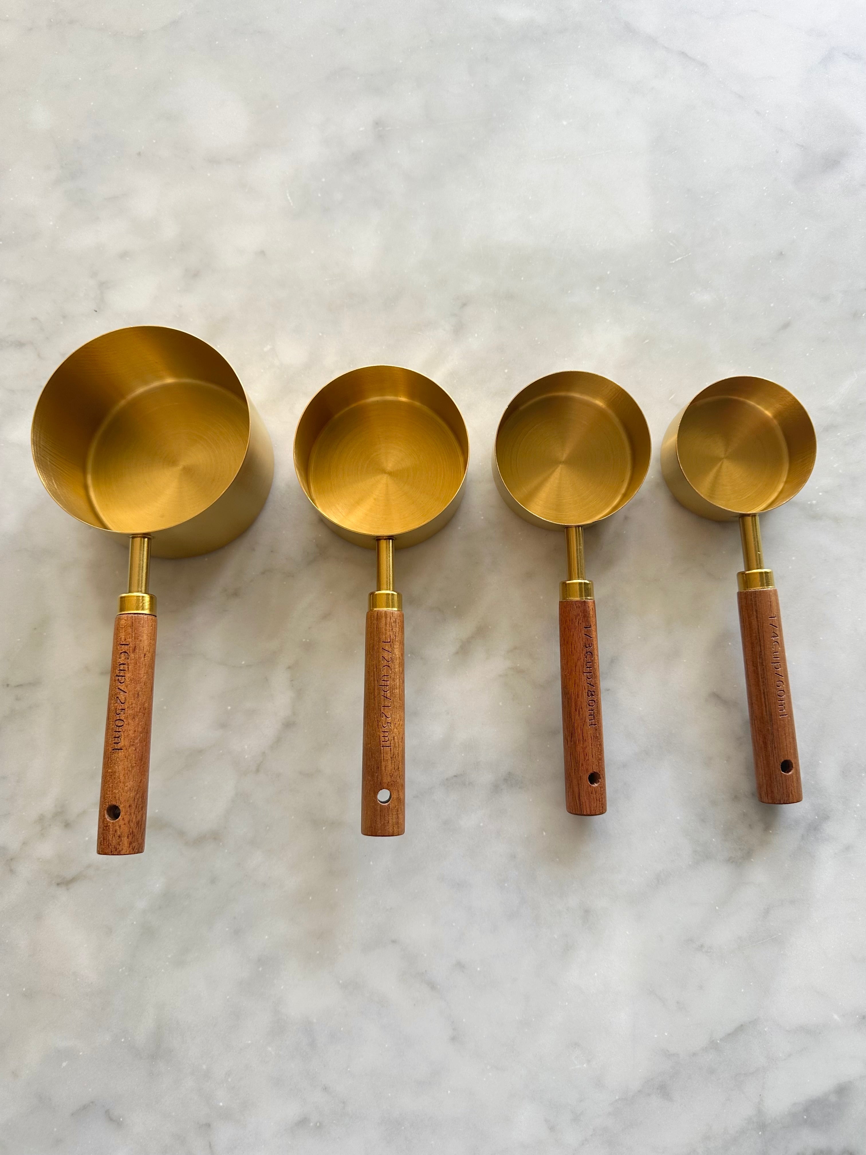 Montecito Acacia Wood & Gold Measuring Set — 8 Piece – alternate product view