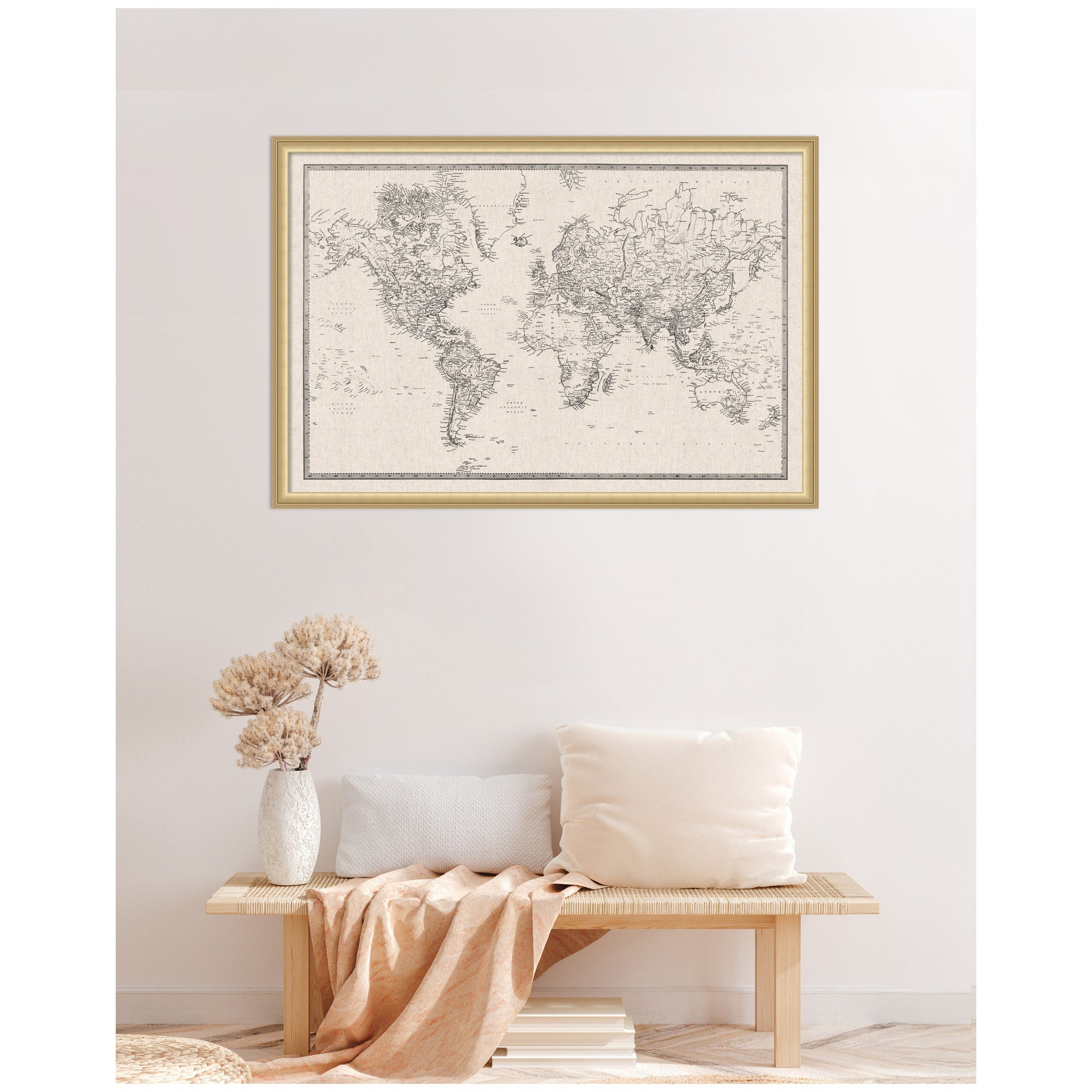Vintage World Map Fabric Pinboard