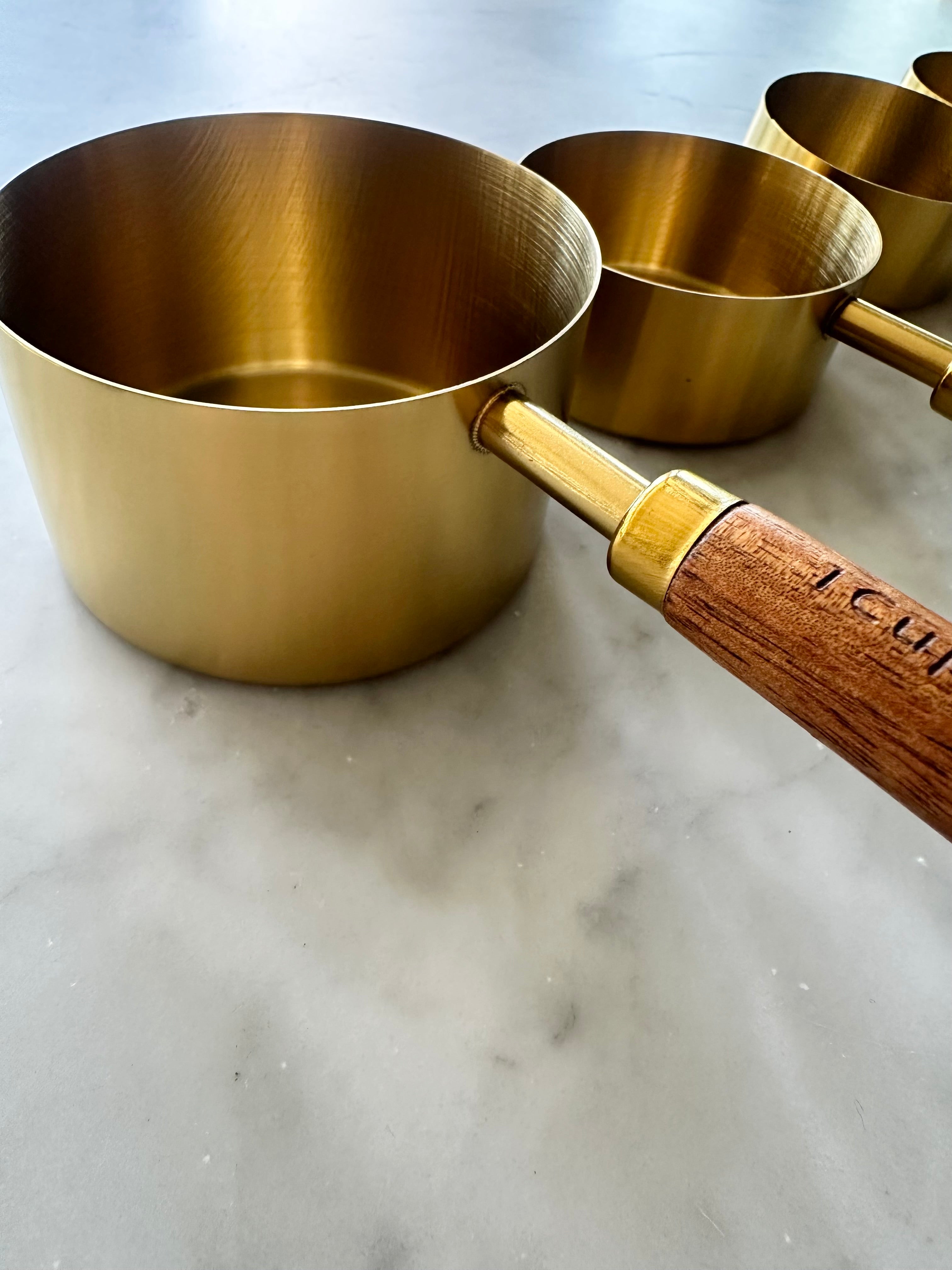 Montecito Acacia Wood & Gold Measuring Set — 8 Piece – alternate product view