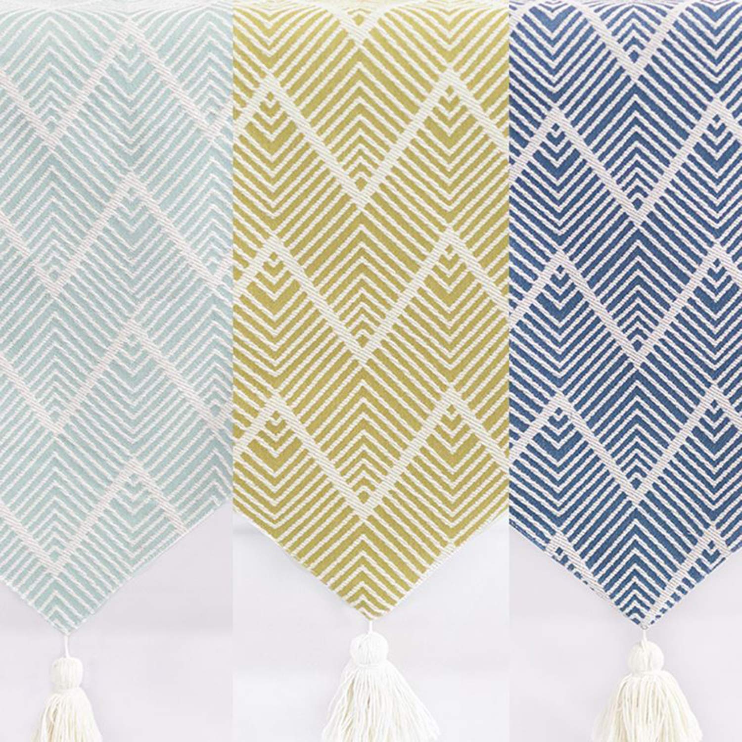 Chevron Tassel Cotton Blend Table Runner — 14" × 71" – alternate product view