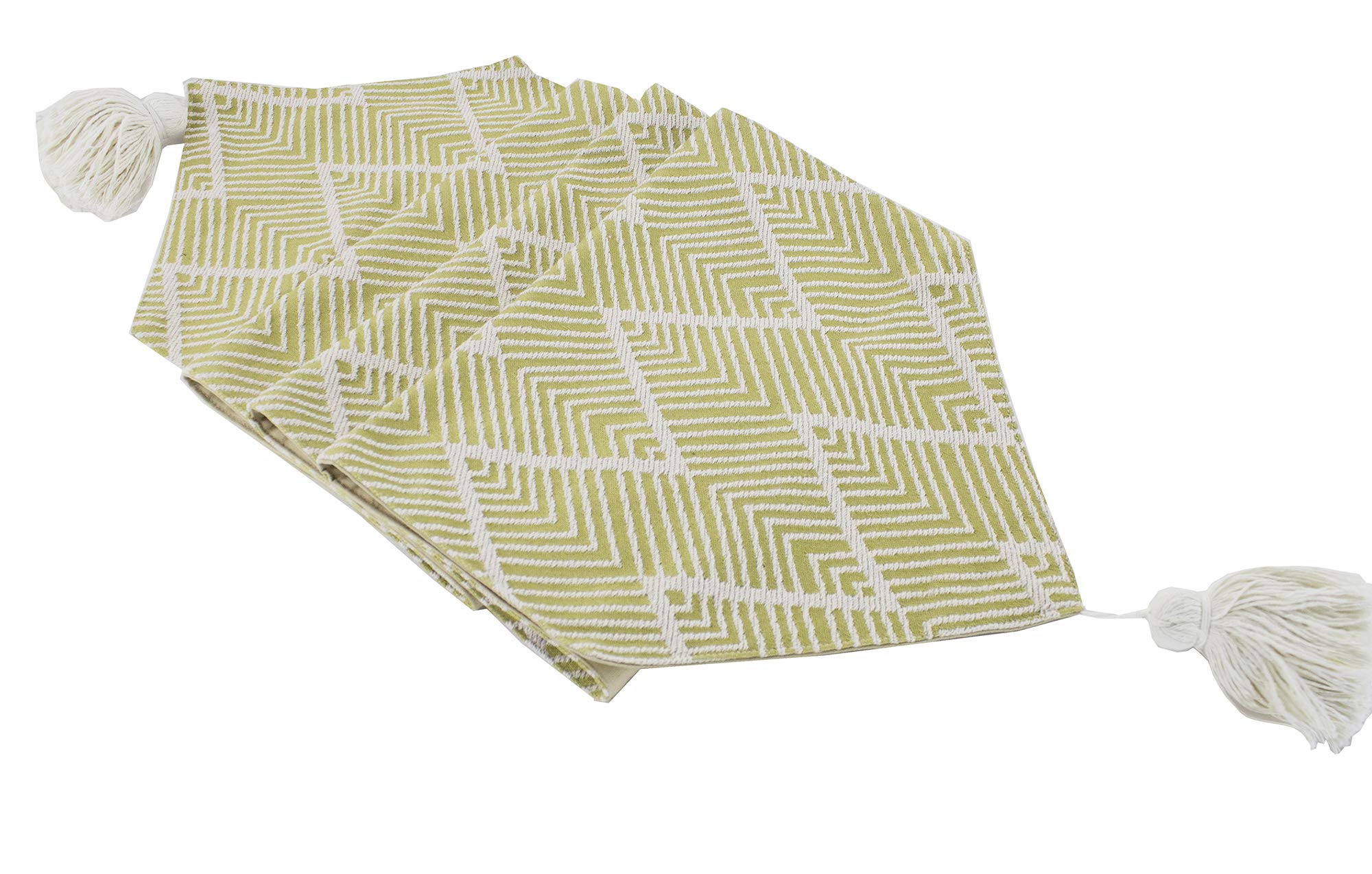 Chevron Tassel Cotton Blend Table Runner — 14" × 71" – alternate product view