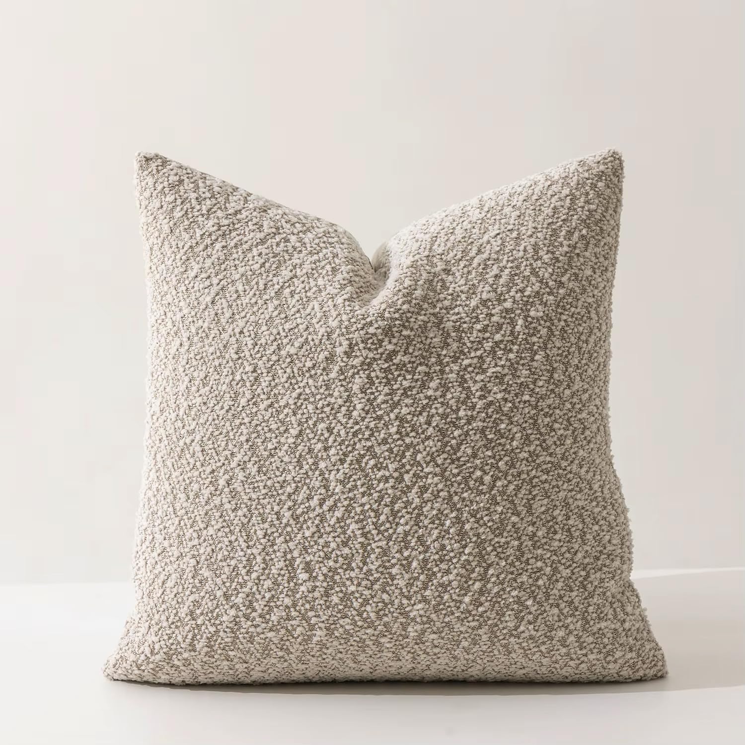 Brown Chenille Bouclé-Style Throw Pillow — 12" × 20"