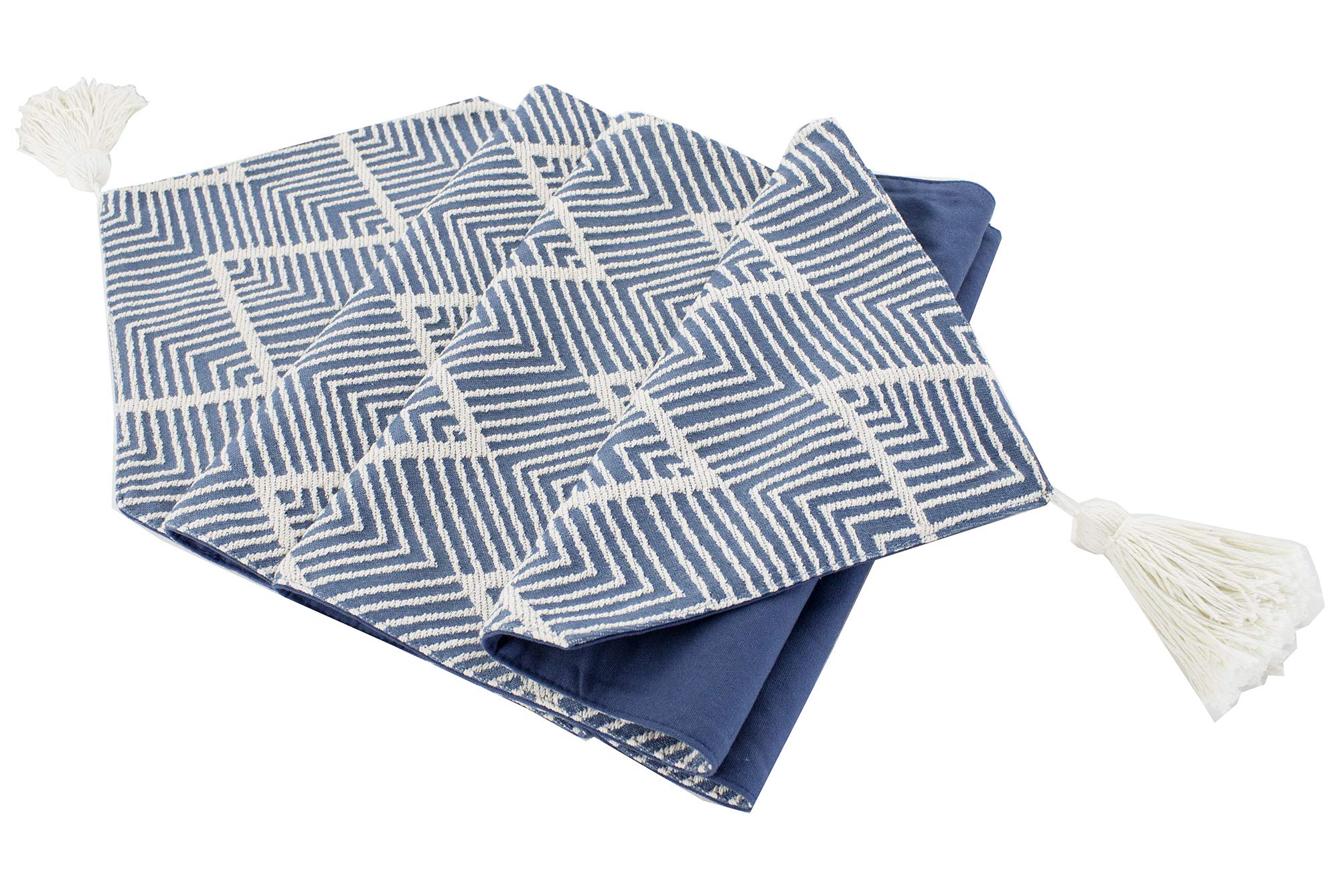 Chevron Tassel Cotton Blend Table Runner — 14" × 71" – alternate product view