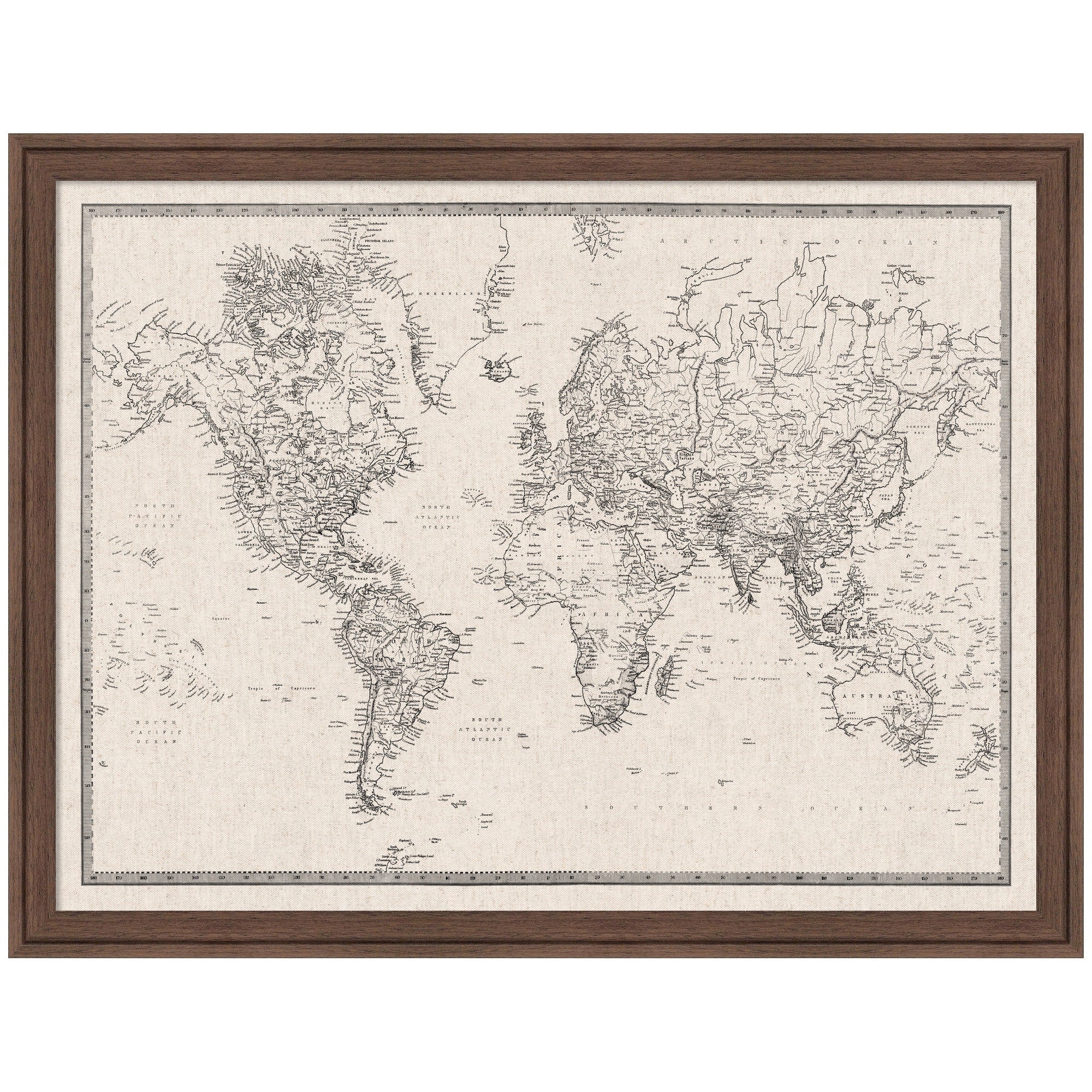 Vintage World Map Fabric Pinboard