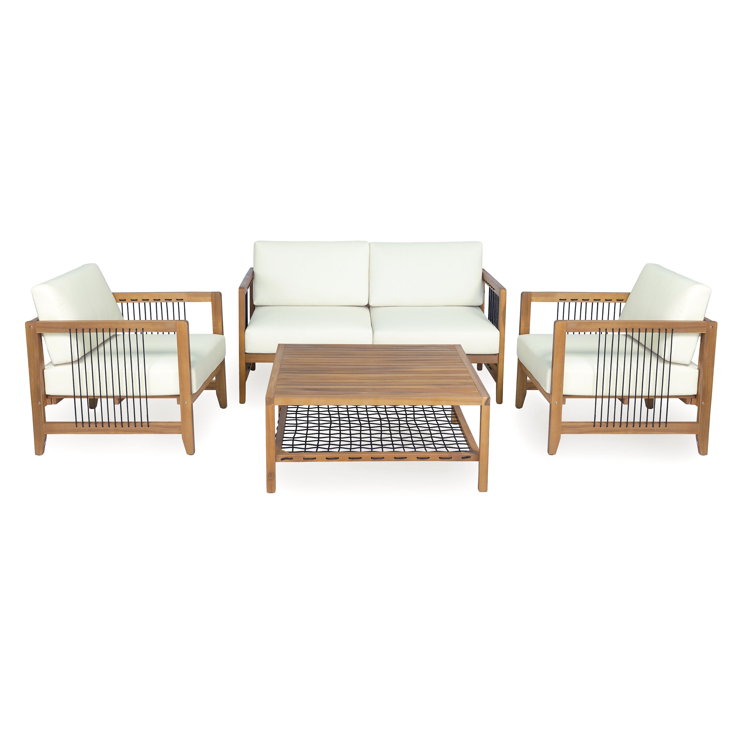 4-Piece Acacia Wood Patio Conversation Set