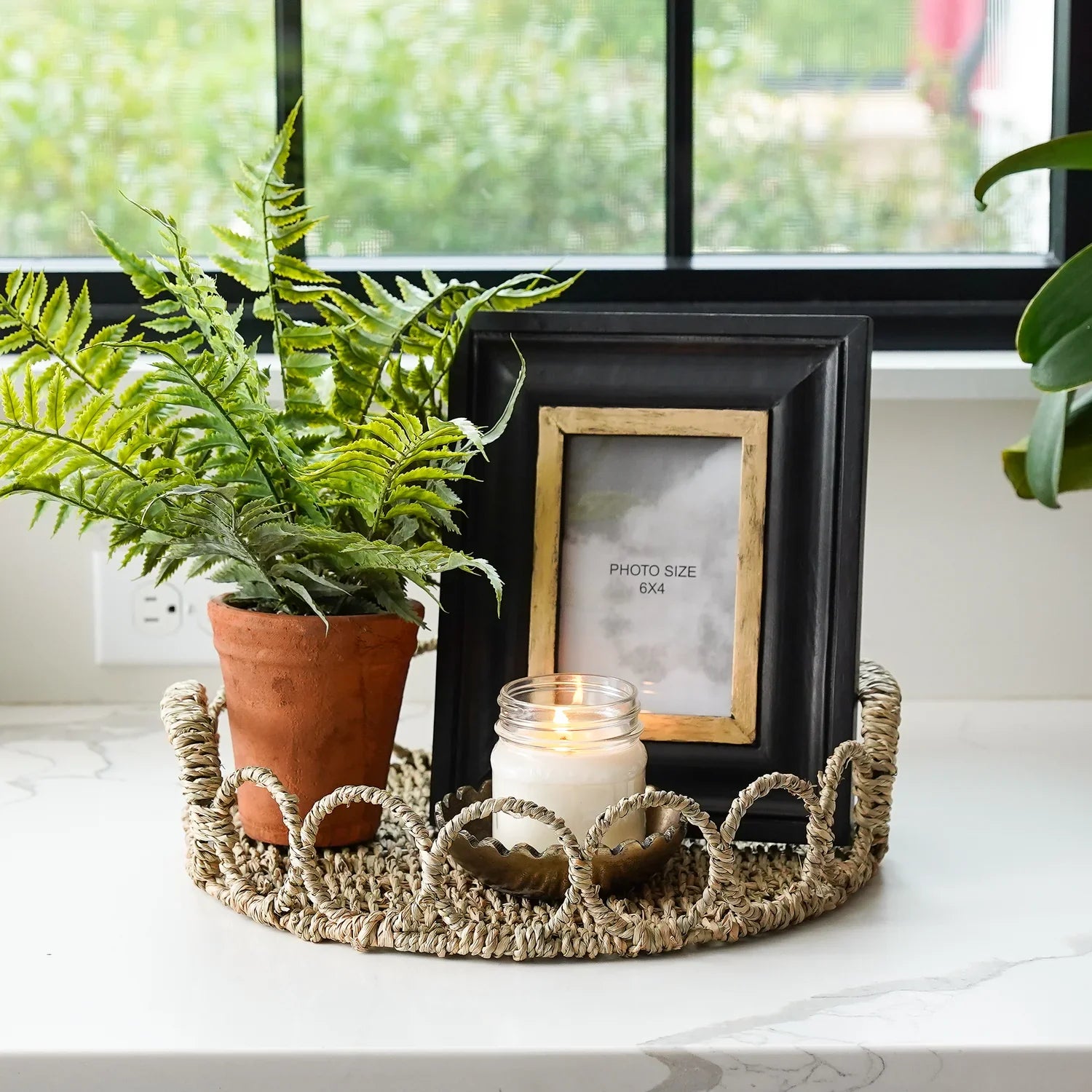 Faux fern in terracotta pot