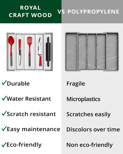 5-Slot Utensil Drawer Organizer — White