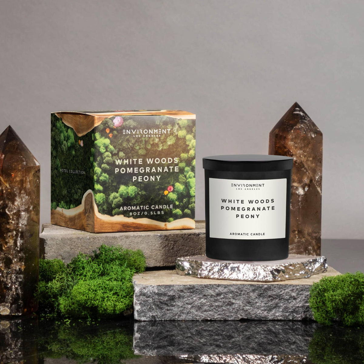 8oz White Woods | Pomegranate | Peony Candle with Lid and Box (Inspired by The Aria Hotel®)