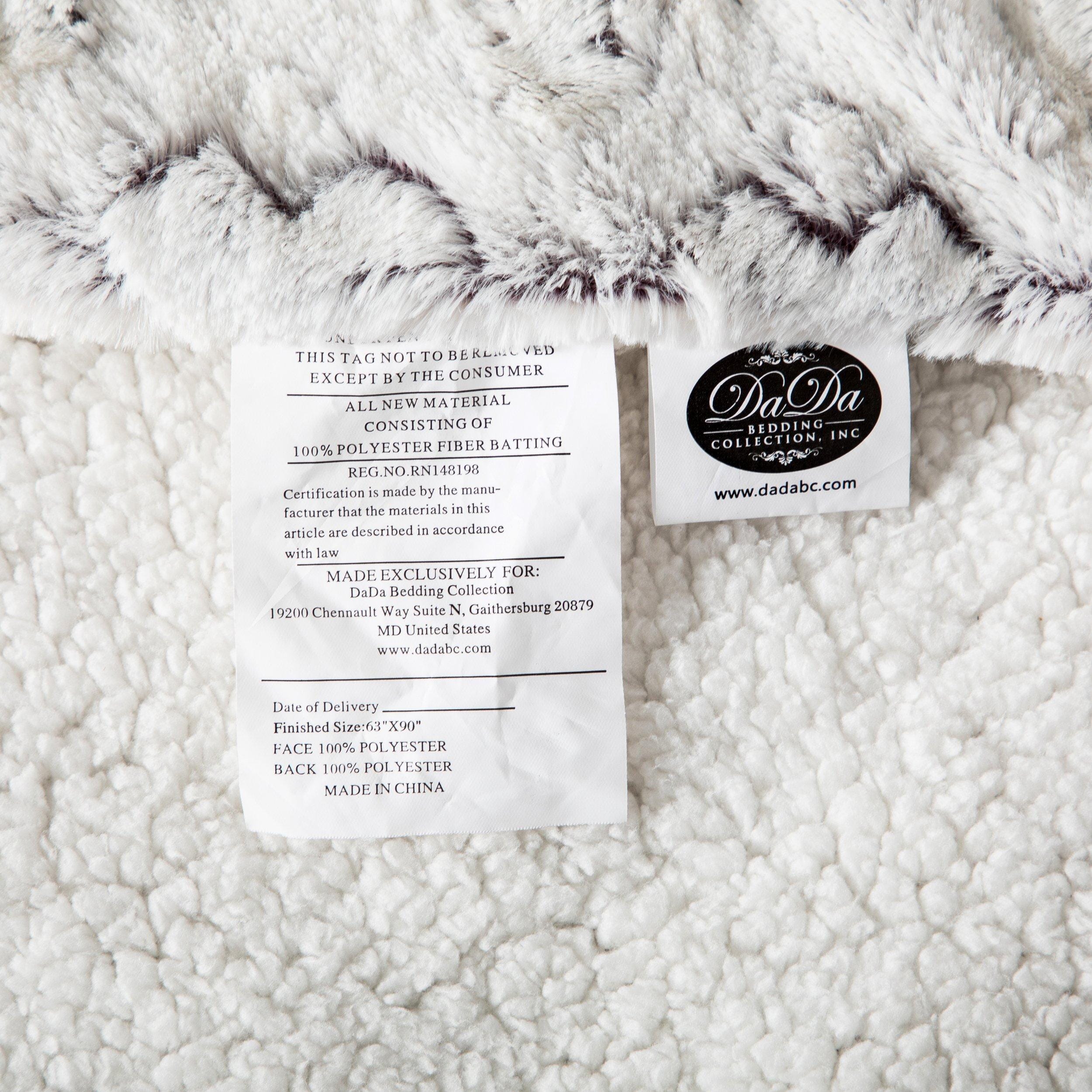 DaDa Bedding Milky White Purple Faux Fur Sherpa Throw Blanket