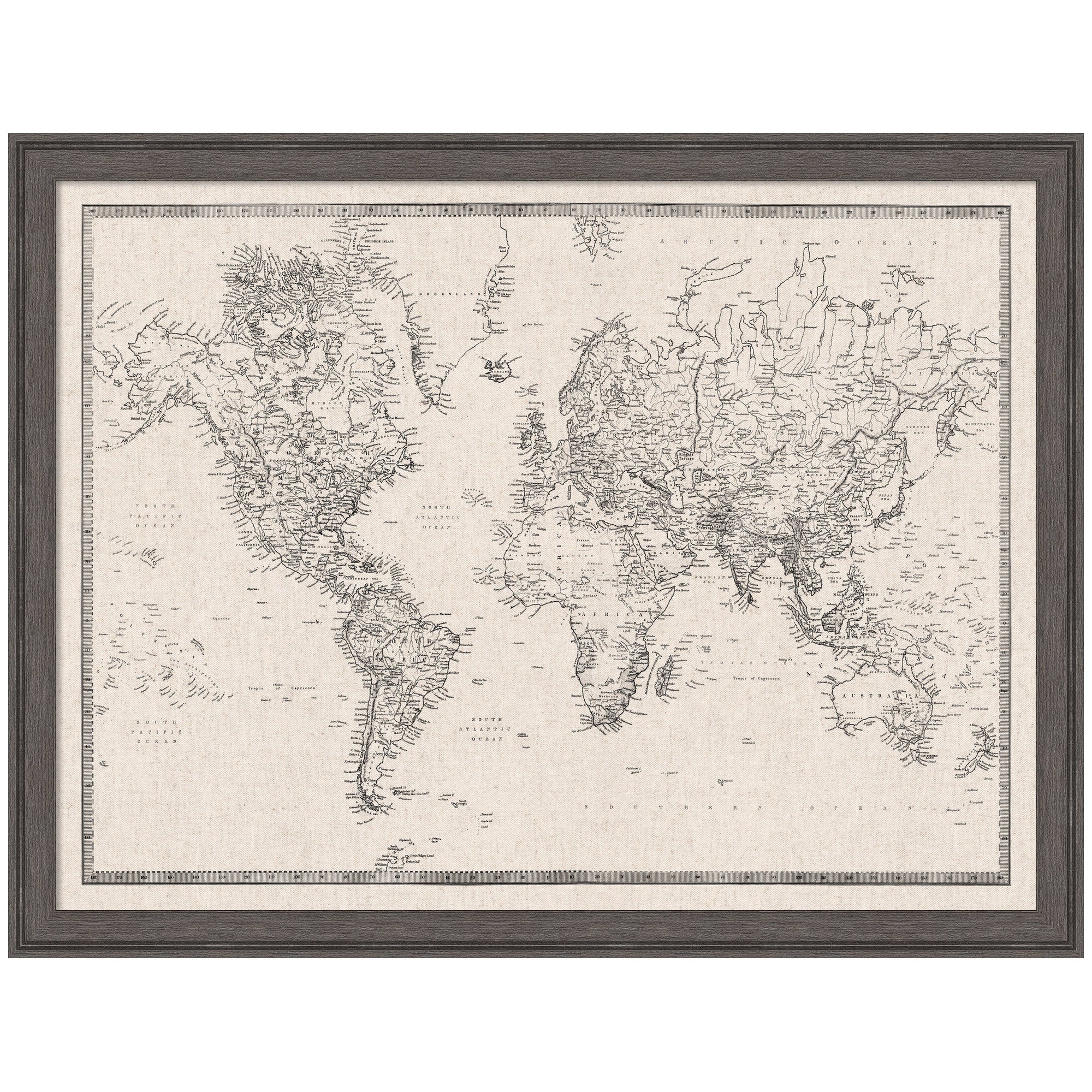 Vintage World Map Fabric Pinboard