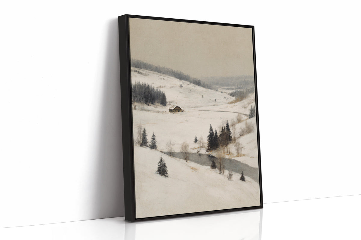 A Cabin Stands Amidst Winter's Embrace