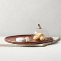 Talo walnut-toned acacia cheese cloche with glass dome