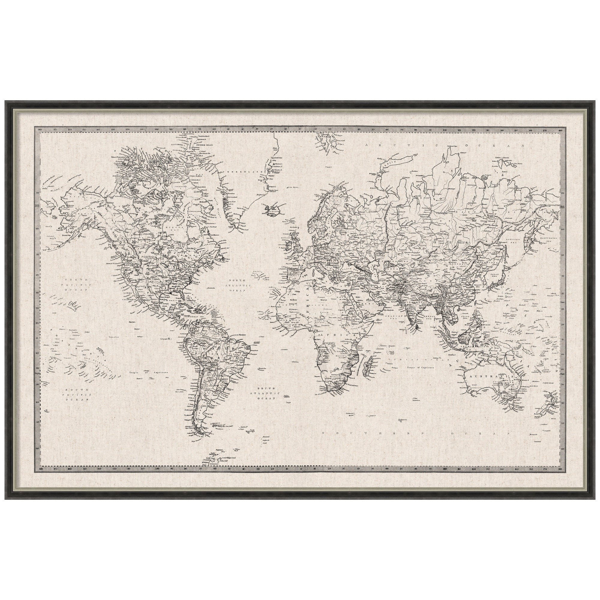 Vintage World Map Fabric Pinboard