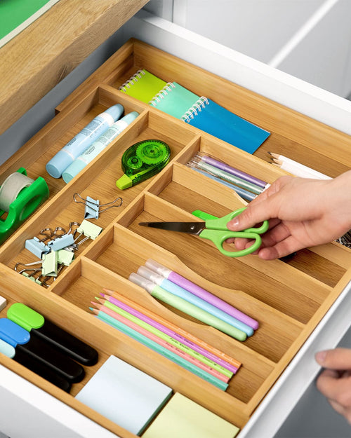 9-Slot Silverware Drawer Organizer — Natural