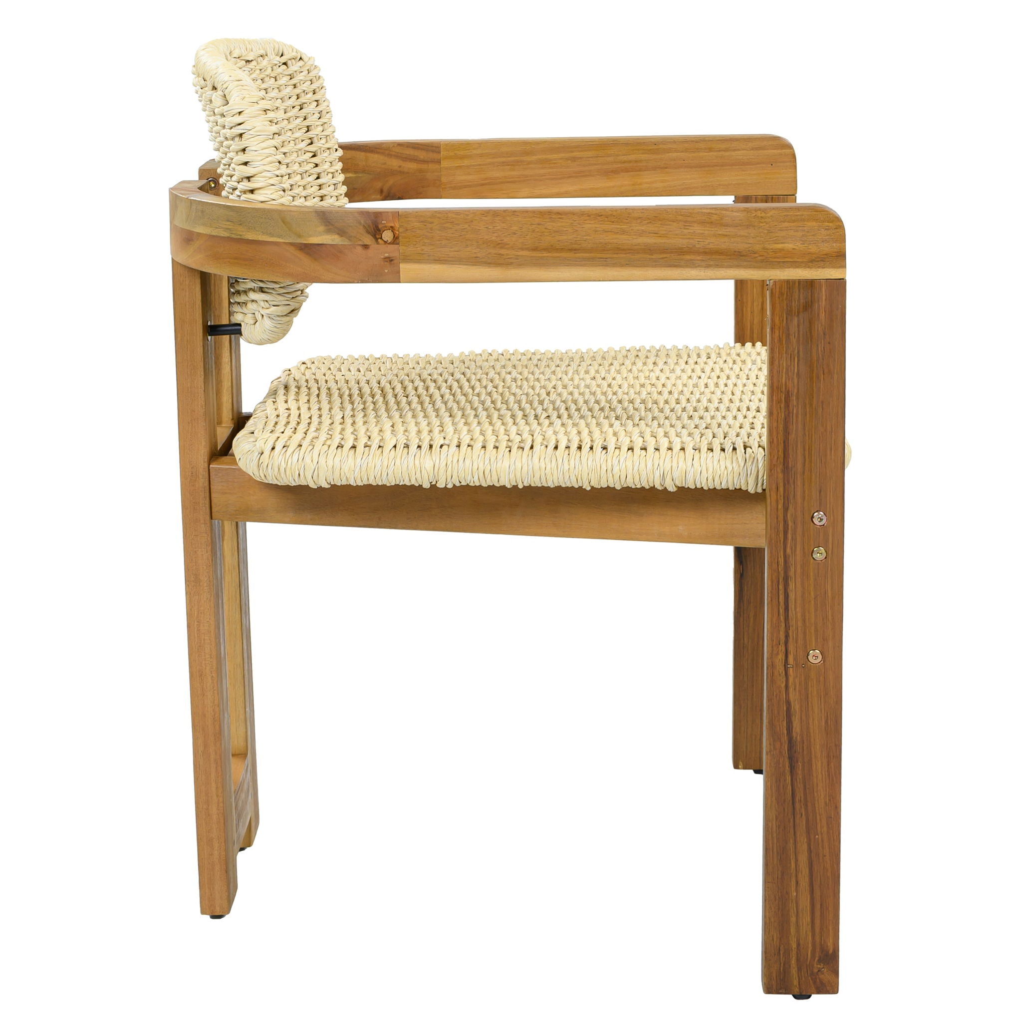 Acacia Wood & Rattan Patio Armchairs - Set of 2