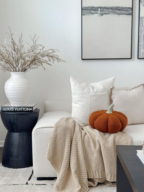 11" Jumbo Sherpa Orange Pumpkin Pillow – alternate product view