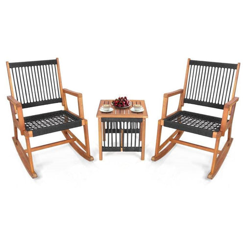 3-Piece Acacia Wood Rocking Bistro Set