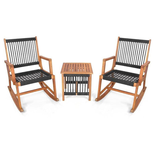 3-Piece Acacia Wood Rocking Bistro Set