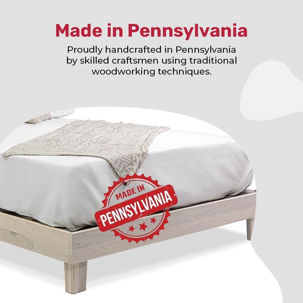 Full Solid Poplar Platform Bed - Off-White, Made in USA